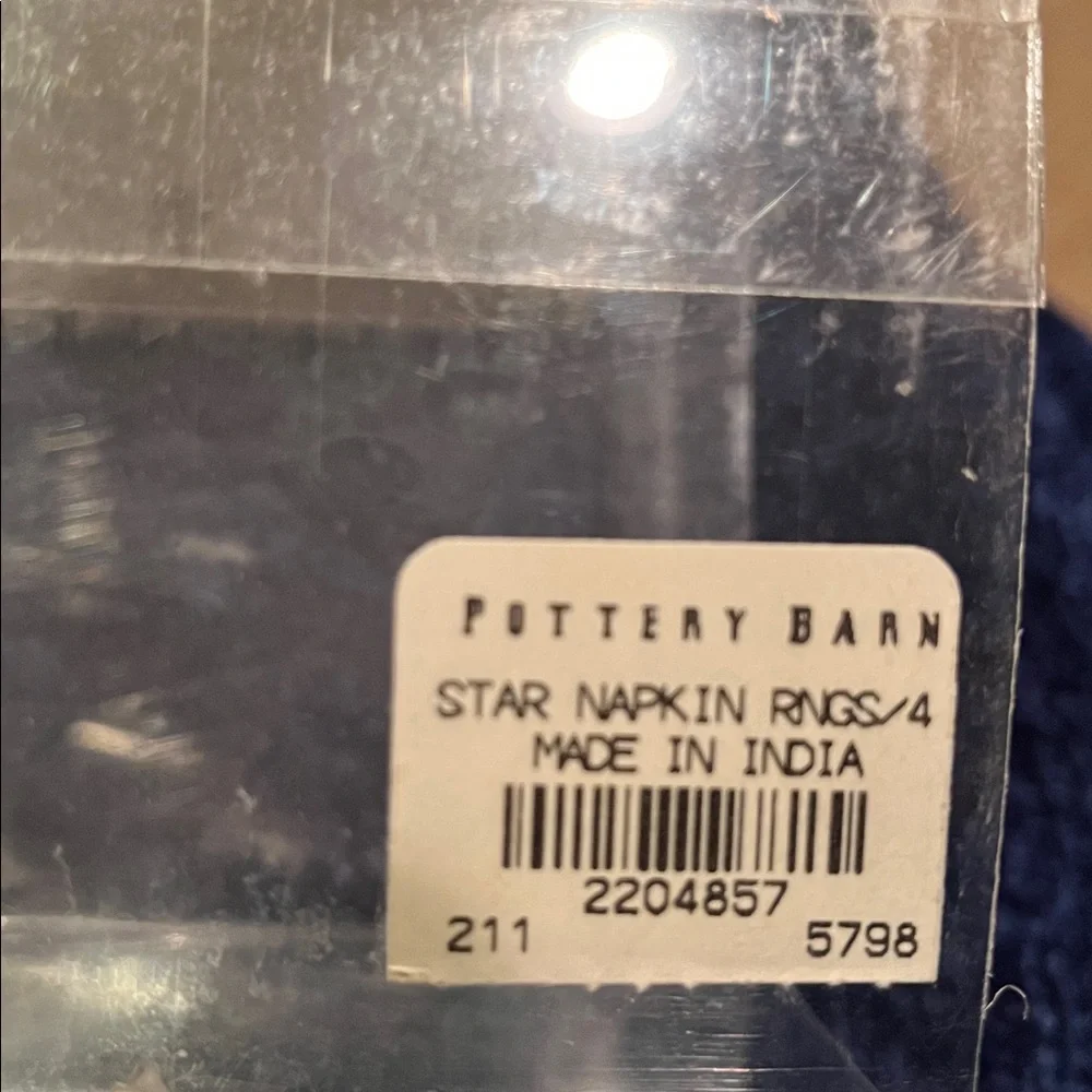 Set of 4 Pottery Barn Silver Tone Star Napkin Rings thick metal heavy duty VGUC